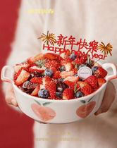 2023 New Year New Year Happy Acrylic Cake Decoration Link Double Ear Ceramic Bubble Bowl