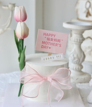 Tulip Mothers Day Bakery Cake Plugin Mei Cake Decorated Silver Bended Candle Swing