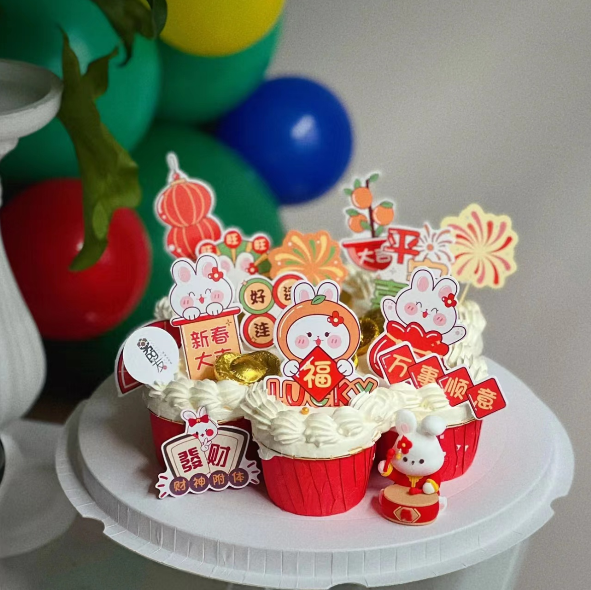 2023 New Year's Spring Festival Rabbit Year cake Cake Decoration Pendulum solid 3D Blizzard good luck Little lucky rabbit swinging pieces Year of the Rabbit 