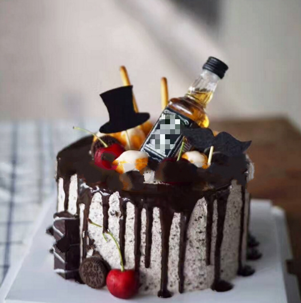 Father's Day Male God Birthday cake decoration decoration wine small wine version Whiskey 50ml glass bottle