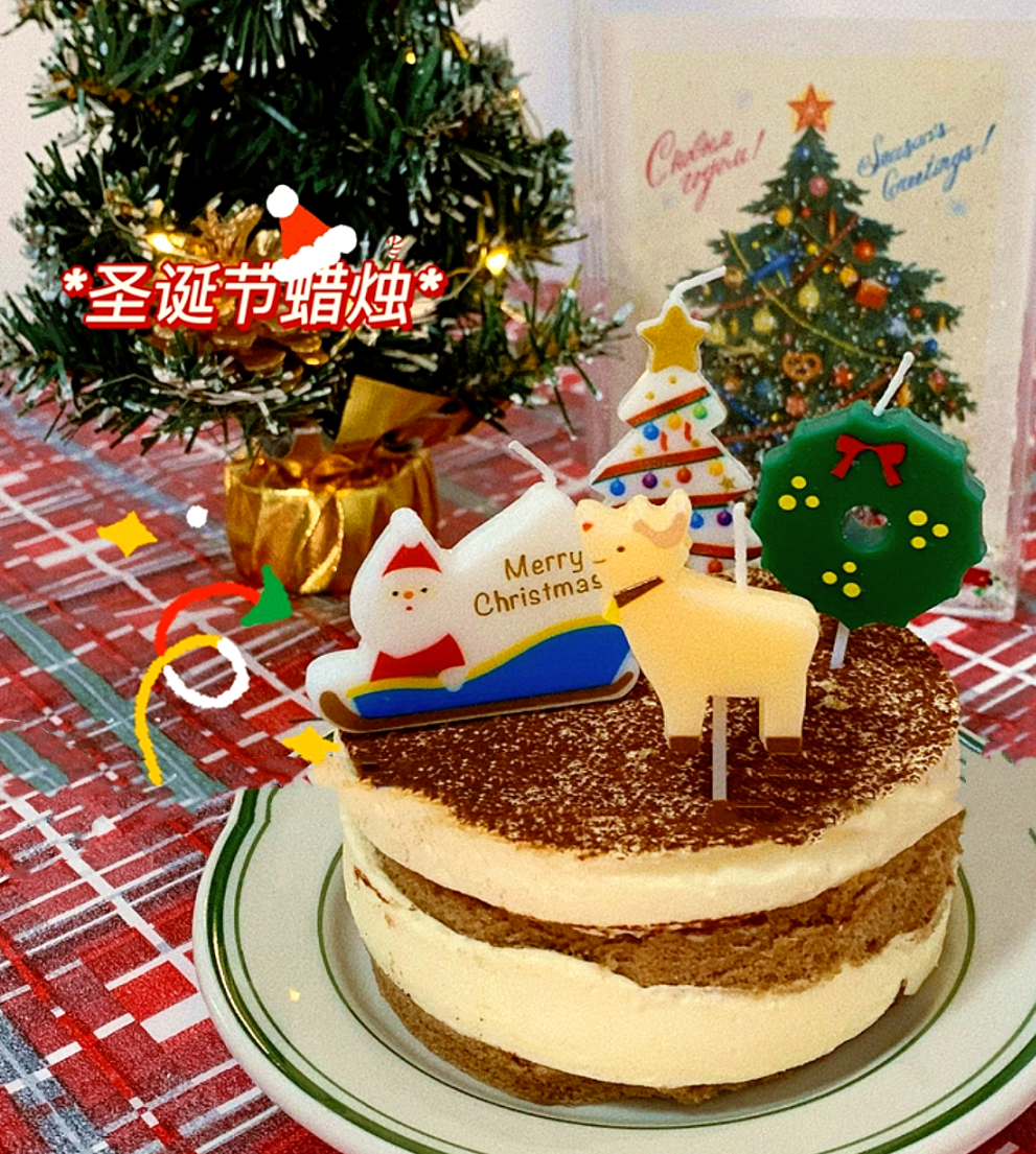 Korean in Christmas Cake Decorates Christmas Candle Plug-in Santa Claus Elk Christmas Tree Party Candle