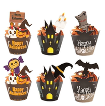 Halloween cup cake beside interface decorating bat pumpkin beside small cake plugin party decoration