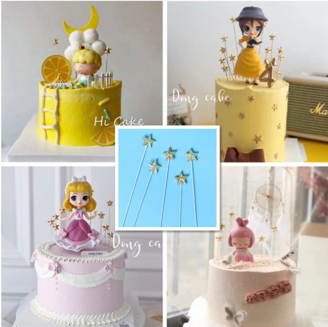Netred birthday cake decoration accessories for stereo gold small star Pentagon Cake