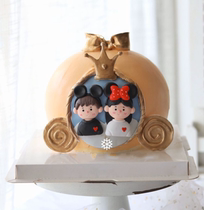 Seven Valentines Day Couple red cake decorated soft pottery plug-in butterfly bow girl Mickey Ear boy