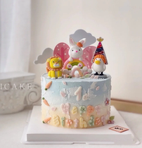 Cartoon Children Soft Pottery Colorful Rabbit Rainbow Curly Hair Sausage Mouth Little Chicken Yellow Little Lion Cake Pendulum Cloud