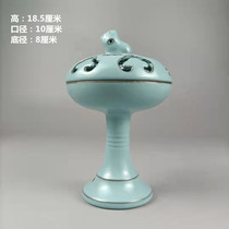 Song Dynasty Ru kiln blue glaze hollow dog head incense burner imitation Song Dynasty second-hand nail-made palace porcelain antique collection