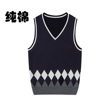 Pure cotton knitted sweater vest waistcoat bottoming Pure cotton knitted sweater vest waistcoat bottoming