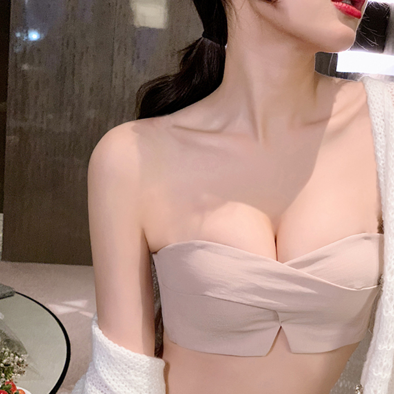 Dew Shoulder Non-slip No Shoulder Strap Underwear Woman Small Chest Gathering Invisible Trowel Seduces SEXY ADJUSTMENT TYPE WITHOUT STEEL RING UNDERWEAR