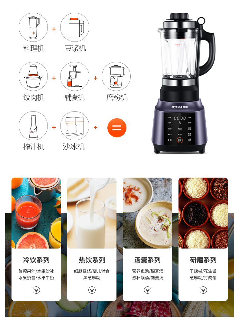 九阳 多功能全自动破壁机 料理机 带熬煮 图4