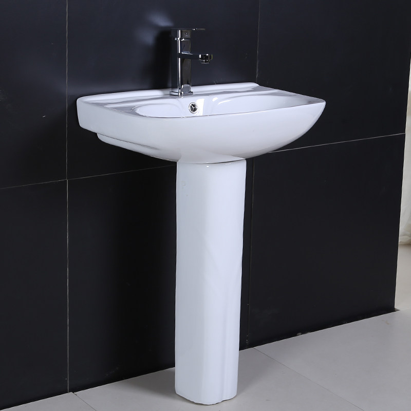 Pedestal basin ceramic household washbasin small apartment bathroom floor-standing washbasin integrated balcony washbasin basin