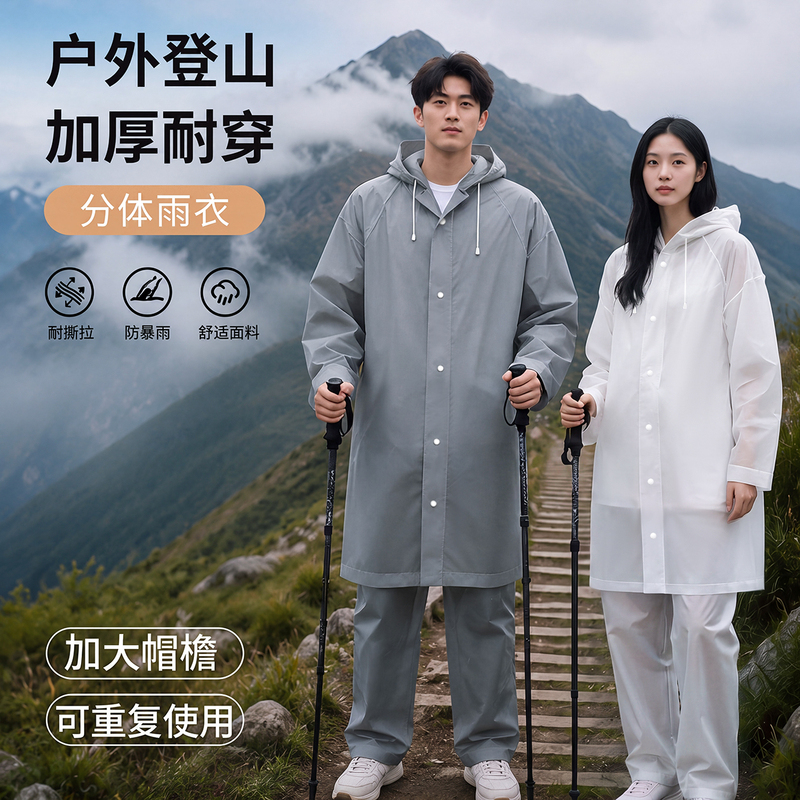 Disposable Raincoat, Split-Type, Thickened for Adults, Full-Body Hiking and Mountaineering Set, Rain Pants for Outer Wear, Portable, Rainstorm-Proof Poncho Disposable Raincoat, Split-Type, Thickened for Adults, Full-Body Hiking and Mountaineering Set, Rain Pants for Outer Wear, Portable, Rainstorm-Proof Poncho