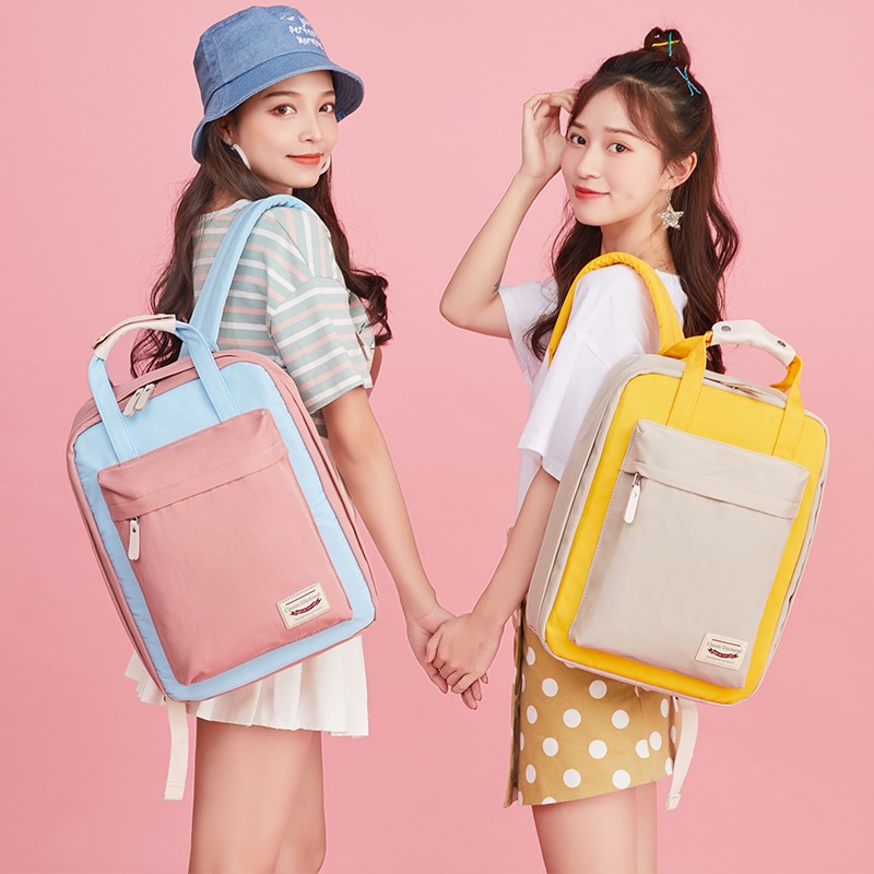 Donuts Junior High School Bag Girl Han Edition High School Hand College Students Large Capacity Double Shoulder Bag Fashion Light and Shoulder Bag Tide