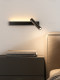 All-Copper Master Bedroom Bedside Reading Wall Lamp, Simple Modern Creative Minimalist Room Eye-Protection Study Wall-Mounted Lighting Fixture