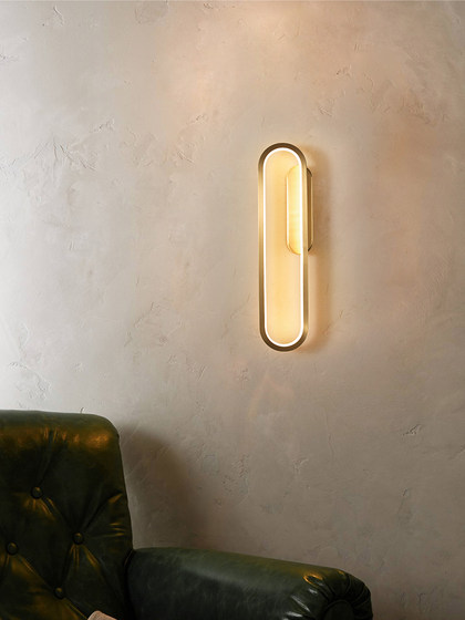 Modern Light Luxury All-Copper Wall Lamp for Bedroom and Living Room, Designer Minimalist Creative Hotel Corridor Long Strip Background Wall Lamp