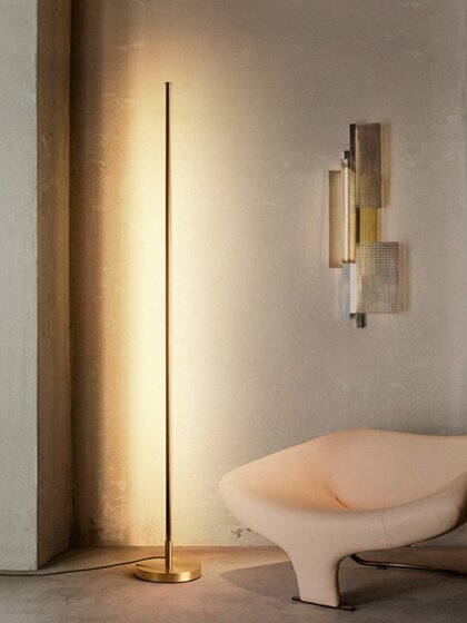 Designer All-Copper Floor Lamp, High-End Modern Minimalist Bedroom, Study, Living Room, Minimalist Light Luxury Standing Table Lamp