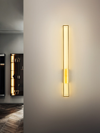 All-Copper Wall Lamp, Light Luxury 2026 New Model, Minimalist Bedroom Bedside Designer Style, Long Strip Living Room Tv Background Wall Lamp
