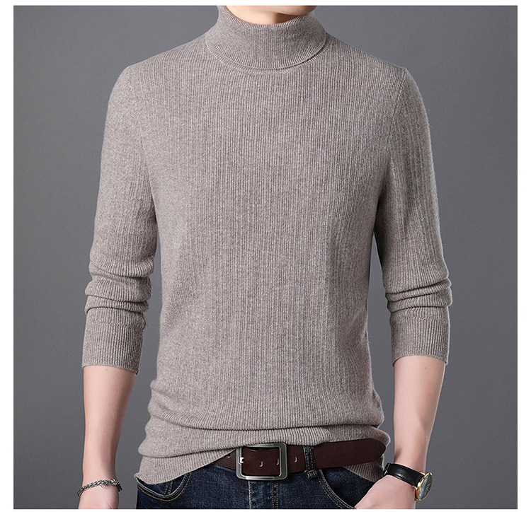 100% áo len cashmere nguyên chất nam Ordos thành phố cổ cao áo len đôi ve áo nam chạm đáy áo len lỏng shop áo khoác nam
