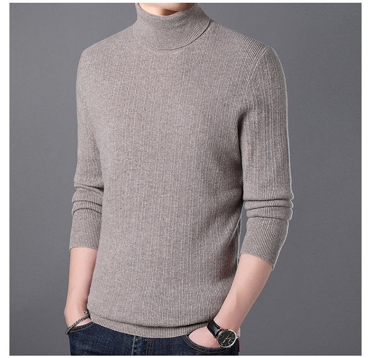 100% áo len cashmere nguyên chất nam Ordos thành phố cổ cao áo len đôi ve áo nam chạm đáy áo len lỏng shop áo khoác nam