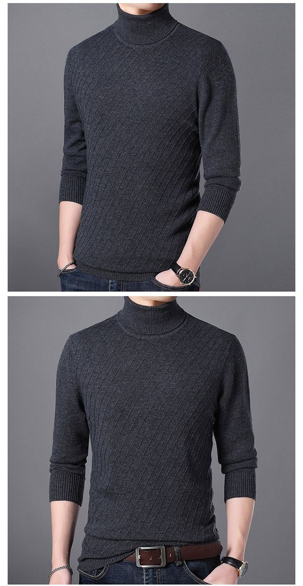Mùa đông dày áo len cashmere tinh khiết thành phố Ordos trung niên nam áo len cao cổ áo len áo giữ nhiệt nam