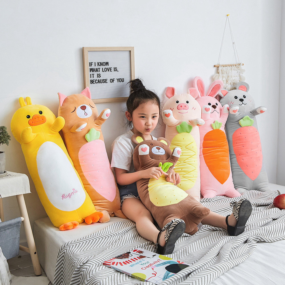 Natural latex girls nip legs Pillow Children Cartoon Animal Pillow Strips can be torn and adorable cylindrical leaning on pillows