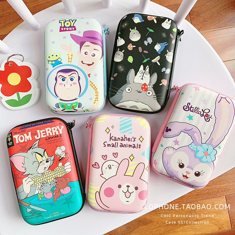Japan-ROK cute cartoon carry-on hard disc power supply packet data line charger containing box mobile charging zero money bag anti-fall
