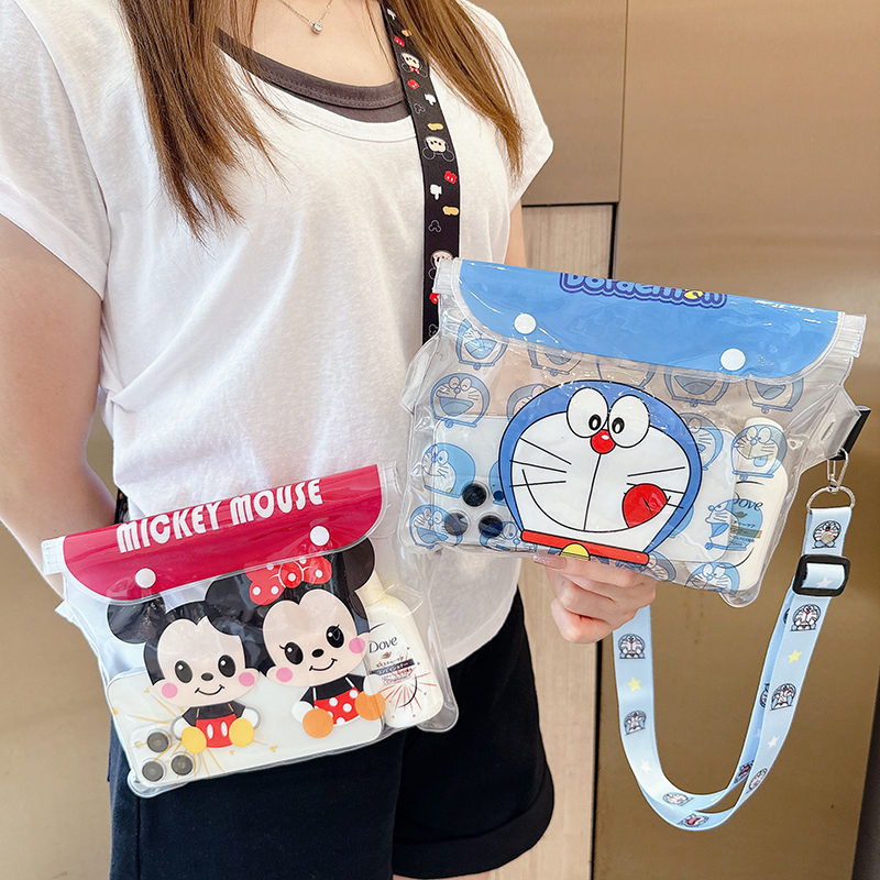 Large-Capacity Cartoon Mobile Phone Waterproof Waist Bag, Transparent Power Bank, Cute Touch Screen Universal Crossbody Bag, Swimming and Rafting Bag