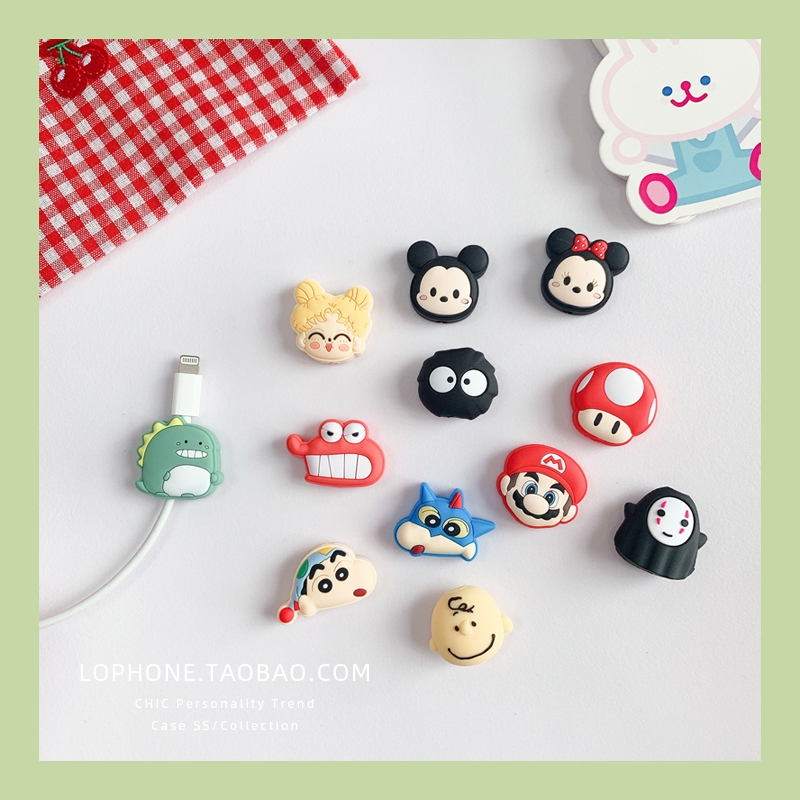 Cute cartoon Apple 11ProMax data line protector iPhonEXS ear machine line protection head breakout sleeve