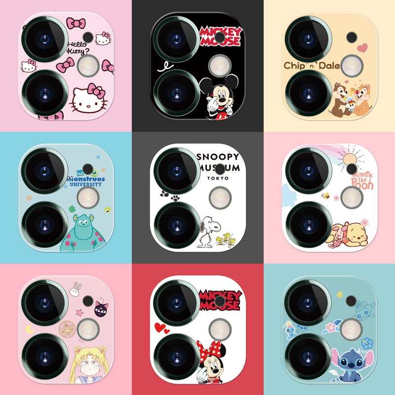 Japan-ROK cartoon iPhone11 phone lens sticker protection ring Apple 11ProMax toughened film rear camera circle