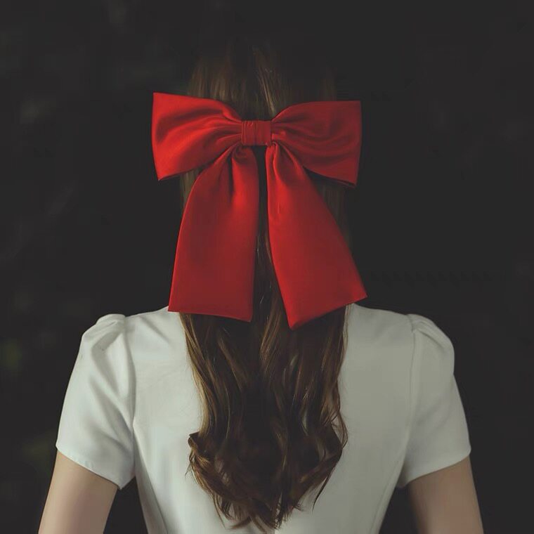 Japan-ROK net red retro-antique satin red bow tie wedding headwear bridal head yarn toast toast with haircut hair clip