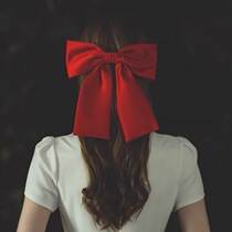 Japan-ROK net red retro-antique satin red bow tie wedding headwear bridal head yarn toast toast with haircut hair clip