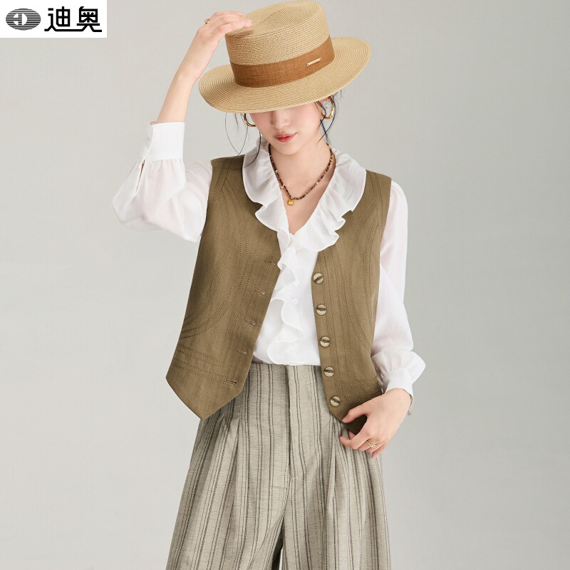 Dior Retro Old Money Style Tencel Linen Vest Jacket for Women Summer 2026 New Model High-End Elegant Versatile Vest for Women Dior Retro Old Money Style Tencel Linen Vest Jacket for Women Summer 2026 New Model High-End Elegant Versatile Vest for Women