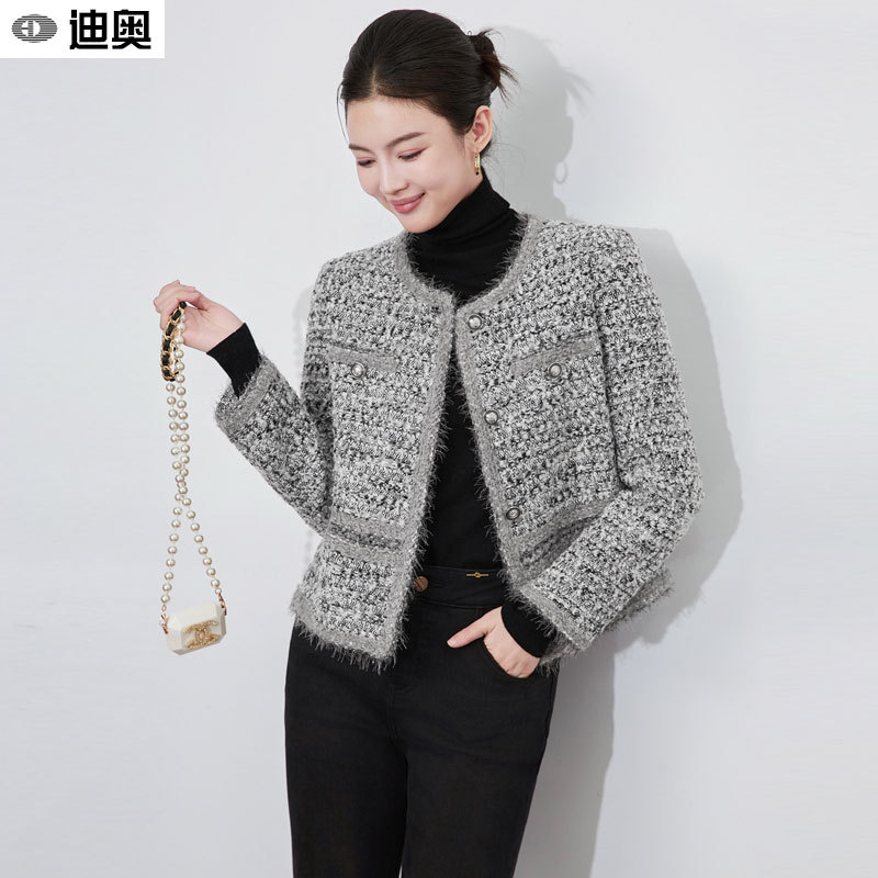 Dior Woolen Coat for Women 2026 Autumn and Winter New Style, Chanel-Inspired Light Luxury, Elegant Tweed Jacket Top