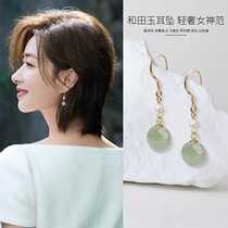 Pure natural and field jade earrings Pendant Womens Pure Silver Needle Ear Hook Anti Allergy 2023 New Burst Advanced Sensation Light Luxury