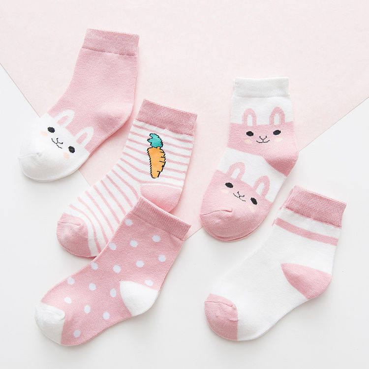 5 pairs of spring and autumn children's socks Spring and summer boys and girls baby socks thin socks Medium and large children 0-9 years old ultra-thin mesh socks