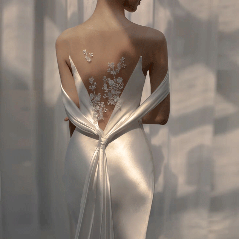 Wedding dress for bride, backless,  Wedding dress for bride, backless,
