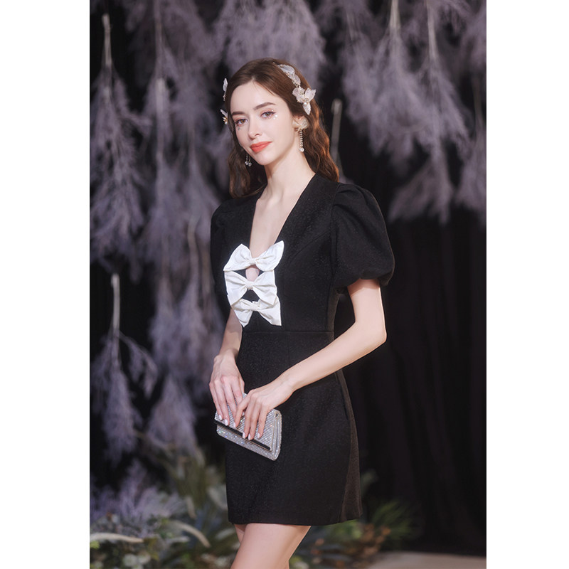 Sexy black short evening dress