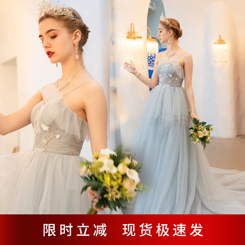 Angel Married Fairy gas Light grey Bride wedding toast Toast Dinner dinner Annual Meeting Wedding Dress Gown 768