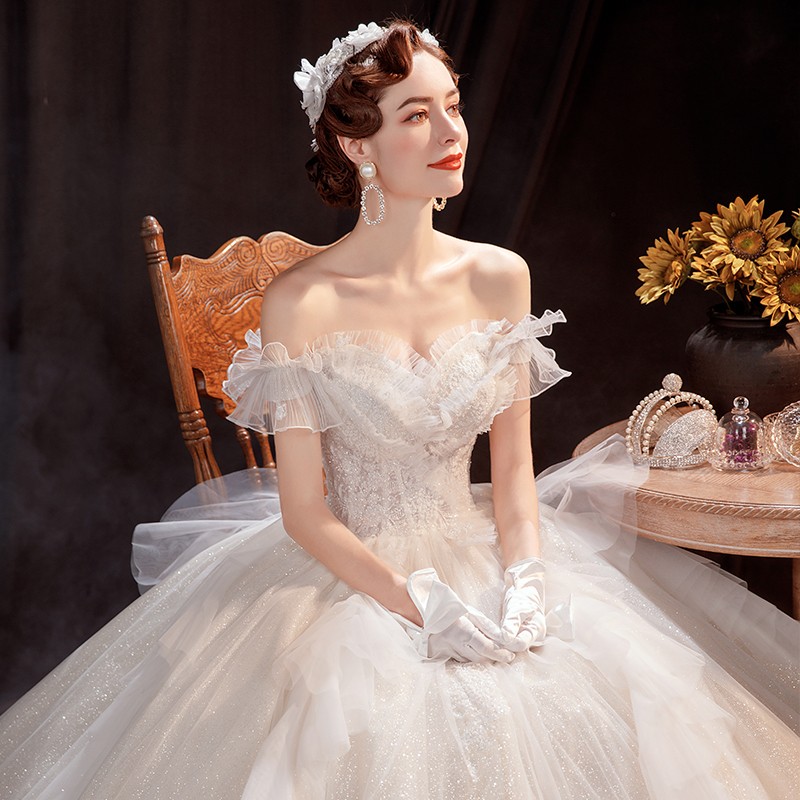 Wedding dress for princess for bride, open shoulders Wedding dress for princess for bride, open shoulders