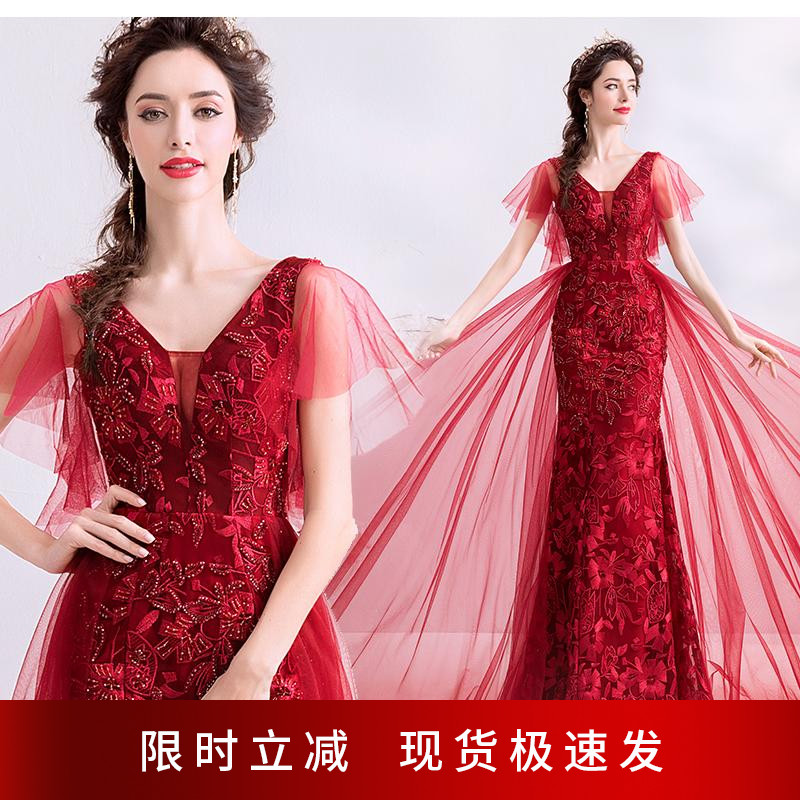 Angel Married Bright Red Bride Married Toast Wedding Wedding Wedding Wedding Dresses 1806Q