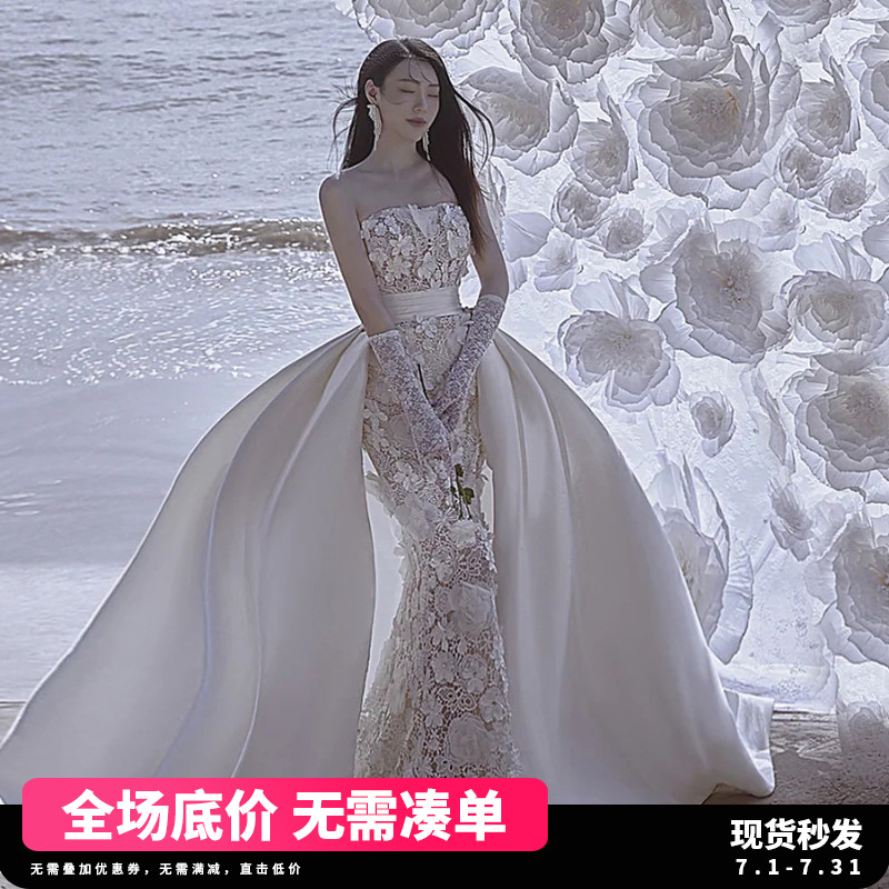 Wedding dress suitable for photo sessions, tube top for bride, french style, wholesale