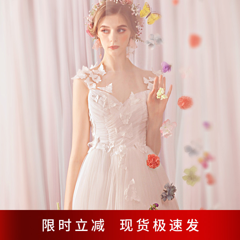 Angel married Fairy Gas Butterfly Sea View Outscene Photography Holiday Photo Gallery WRITTEN TRUE LIGHT WEDDING GOWN 3628t