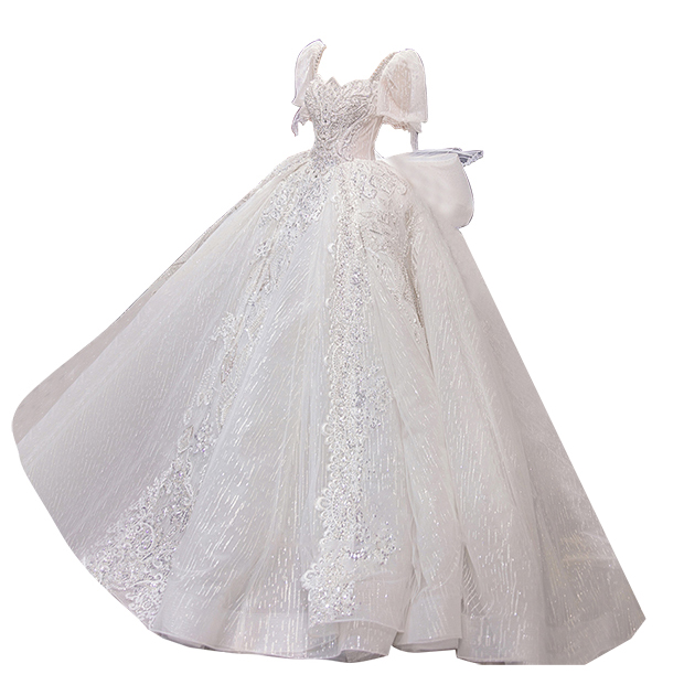 Wedding dress for princess for bride, puff sleeves, french style, fitted Wedding dress for princess for bride, puff sleeves, french style, fitted