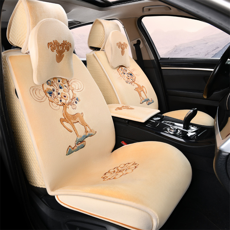Yuyangfang Car Pure Wool Seat Cushion, All-Season Wool Carpet-Style Universal Seat Cushion, Fully Surrounded Cashmere New Seat Cover
