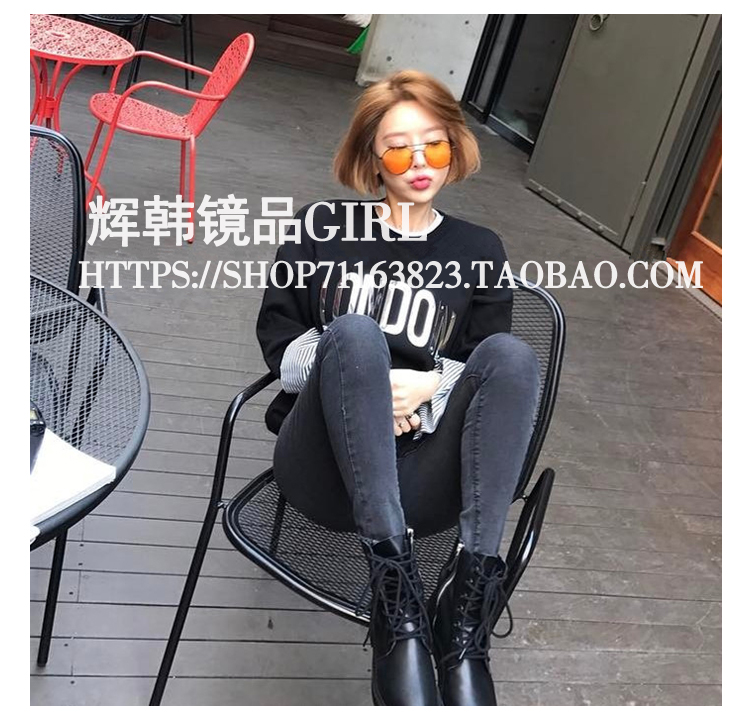 Hàn Quốc lưới màu đỏ với kính râm màu cam retro nữ khung kim loại tấm kính trong suốt kính râm nam mắt kính râm nam