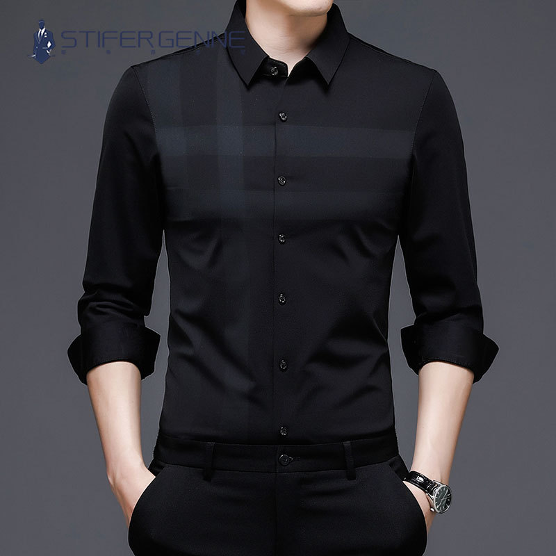 Stifer Genne Mulberry Silk Shirt Men's Long-Sleeved Spring and Autumn New Business Casual Non-Iron Men's Shirt