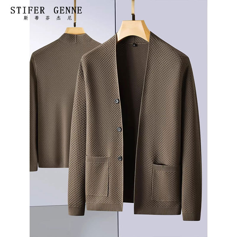Stephen Plus Size Men's Knitted Cardigan Men's Spring and Autumn Plus Size Business Casual Sweater Jacket Stephen Plus Size Men's Knitted Cardigan Men's Spring and Autumn Plus Size Business Casual Sweater Jacket