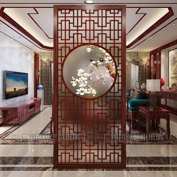 New Chinese art frosted glass screen Home Fitted Living Room Modern Minimalist Entrance to the Hyun Guan Partition steel Permeable Wall