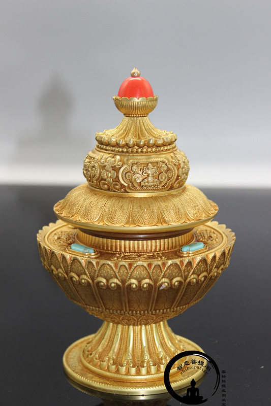 Tibetan Buddhist Supplies Huibao New Product - Pure Copper Gilt Three-Layer Rice Box Rice Irrigation A Special Purpose for Repairing Grain