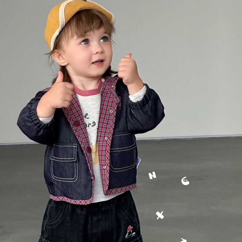 【Milk Tea Little Pig - Double Layer Jacket】Boy's Spring and Autumn Casual Top B031-B040 Hehe 【Milk Tea Little Pig - Double Layer Jacket】Boy's Spring and Autumn Casual Top B031-B040 Hehe
