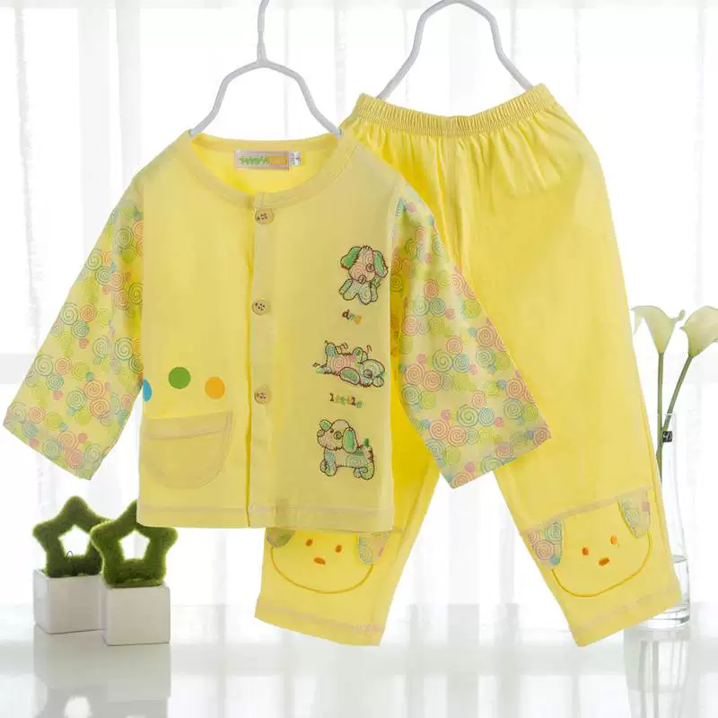 Xin Shi Beibei 0-3 tuổi trẻ em của đồ lót cotton phù hợp với nam giới và phụ nữ bé điều hòa không khí quần áo vai khóa mở khóa phù hợp với quần áo thể thao trẻ em